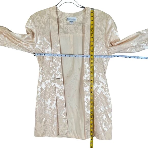 Vtg Jessica McClintock Lace Brocade Pearls Dress Jacket Set Bridal Pink NWT 12 - Picture 12 of 16